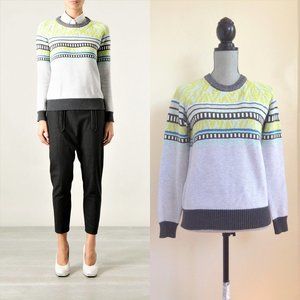 Proenza Schouler Gray Intarsia Graphic Sweater S